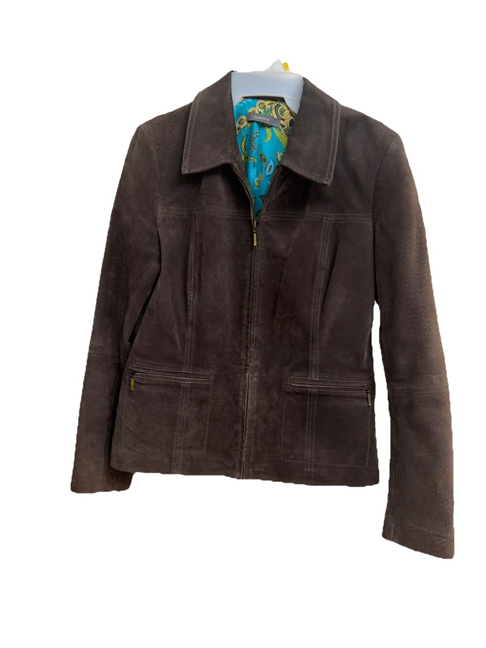 Vintage Liz Claiborne  SZ 10 Suede Brown Jacket Coat Zip Up Collared Size